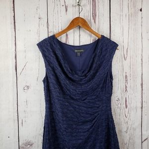 Connected Apparel Sequins Ruched Dress Womens Size 10 Sleeveless Stretch Blue